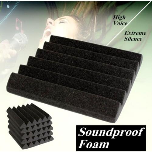 6Pcs 30x30x5cm Soundproofing Foam Studio Acoustic Foam Soundproof Absorption Treatment Panel Tile Wedge Polyurethane Foam