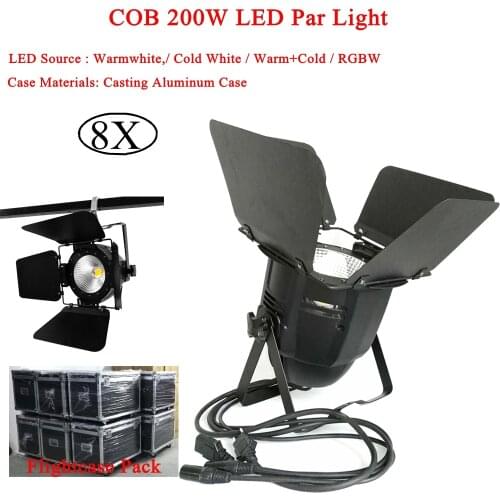 8Pcs/Lot LED Par Light COB 200W Warm White Cool White RGBW 4IN1 LED Stage Wash Lighting For Wedding Concert Parties Disco DJ