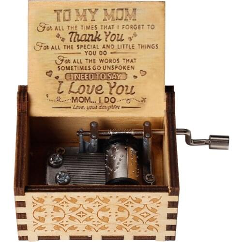 Antique Carved Wooden Music Box My Sunshine Love Dad Love Mom Christmas Gift Send mom Birthday Gift Party Coffin Anonymous Decor