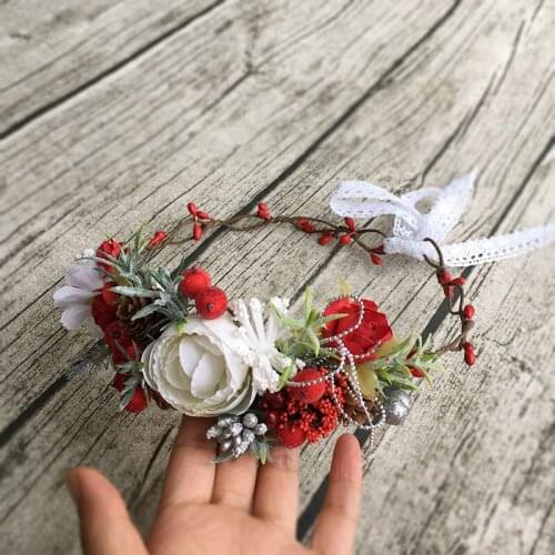 Free Shipping Christmas Red Flower Crown