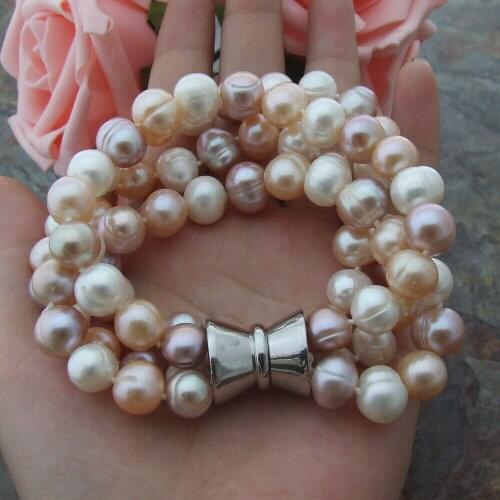 Natural freshwater pearls 8" 9-10MM Multi color Pearl Bracelet