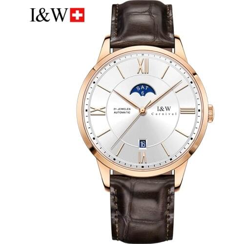 Switzerland Moon phase GMT Tourbillon Mechanical Watch Men MIYOTA Watch Automatic Sapphire Glass Cowhide Band Wristwatch for Men