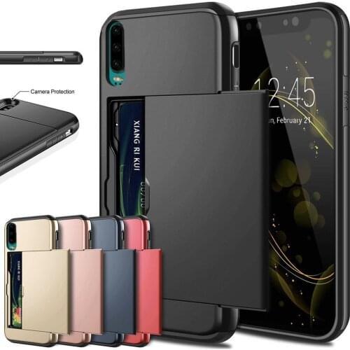 Business Phone Cases For Huawei P30 Pro P30 Case Slide Armor Wallet Card Slots Holder Cover for For Huawei P30 P30Pro