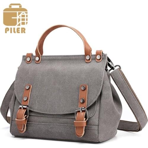 Women Retro Canvas Handbag Purse Tote Luxury Women Messenger Bag Designer Shoulder Bag Vintage Ladies Crossbody Bag Lock Satchel