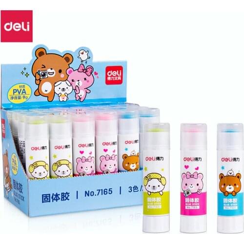 Deli 9g color PVA environmentally friendly solid glue smeared color glue stick 24pcs/Box