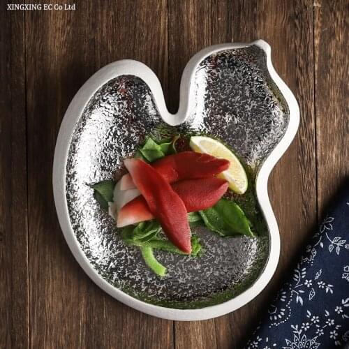 Ceramic Creative Snack Plate Japanese Cuisine Personality Ceramic Plate Household Plates Irregular Pure Color Vegetable Dish