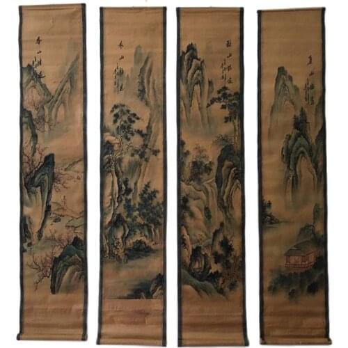 China Celebrity Painting Old Scrolls Four Screen Landscape Painting
