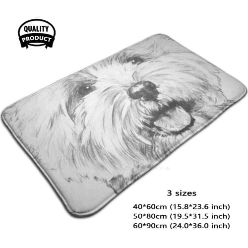 West Highland White Terrier Portrait In Graphite Door Mat Foot Pad Home Rug Bbk01300 Terrier Group Dog Pet Purebred Canine
