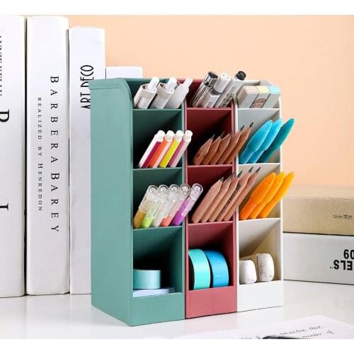 Colourful Desktop Storage Box for Pen Cosmetic Sundries Organizer Makeup Brush Holder Storage Rack Shelves