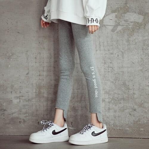 Teen Girls Leggings Autumn Fall Letter Print Fashion Casual Cotton Skinny Pants
