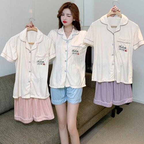 2021 Summer Short Sleeve Pajama Sets for Women Korean Shorts Sleepwear Suit Pyjama Homewear Loungewear Pijama Mujer Home Clothes
