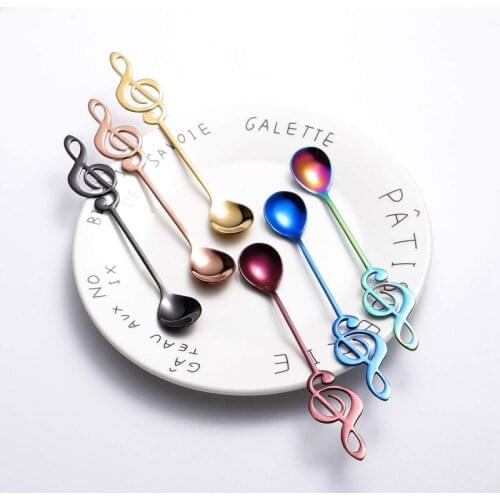 Music Note Spoons 6-Pack Creative Cute Teaspoons Stainless Steel Staff Musical Notation Shaped Coffee Spoons