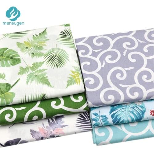 Mensugen New Monstera Palm Leaves Printed 100% Cotton Fabric Meters for Patchwork Quilting Dresses Cushions Blanket Sewing Cloth