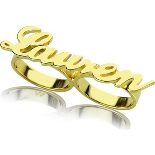 Fashionable Stainless Steel Personalized Double Ring Name Ring Custom Font Name Custom Carved Jewelry
