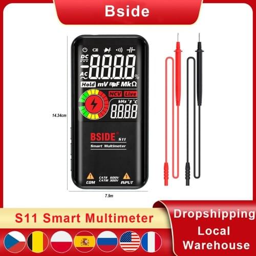 BSIDE S11 Multimeter Color LCD 9999 Counts Digital Multimeter With Rechargeable Battery Smart DC AC Voltage Capacitor Tester