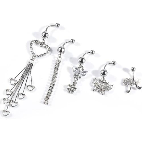 New body piercing jewelry 5-piece set of transparent acrylic drill umbilical ring combination belly button nail