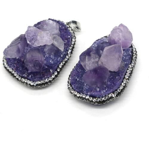 2020 Newest Natural Stone Pendants Water Drop Druzy Amethysts Pendants Crystal Charms for DIY Necklace Pendants Jewelry Making