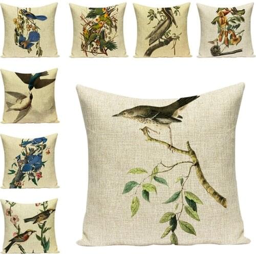Birds Ink painting Cushion Cover Decorative Pillow Case Cotton Linen Sofa Pillow For Chair Car Seat Accessorie Home Decor Gift