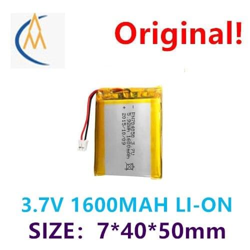 New full capacity 3.7V polymer lithium battery 704050 1600mAh GPS device Tablet PC line with plug navigator audio