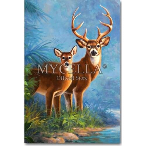 Two Deers 5d Diy Diamond Paintings Canvas Painting Cross Stitch Embroidery Animals Full Mosaic Rhinestones Home Decoration