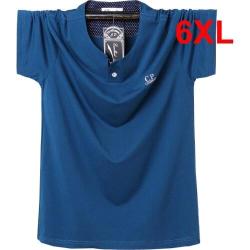 Plus Size T-shirt Men Summer Short Sleeve Tshirt Casual Cotton Shirt Solid Color Tops Tees for Fat Male Big Size 5XL 6XL