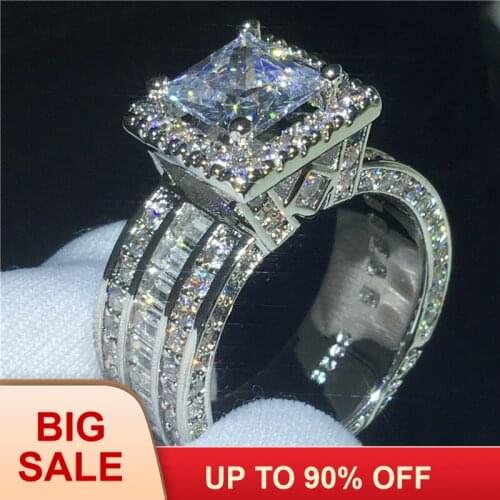 Luxury Court ring 3ct AAAAA Cz Stone Silver color Engagement wedding band ring for women men Finger Jewelry Gift