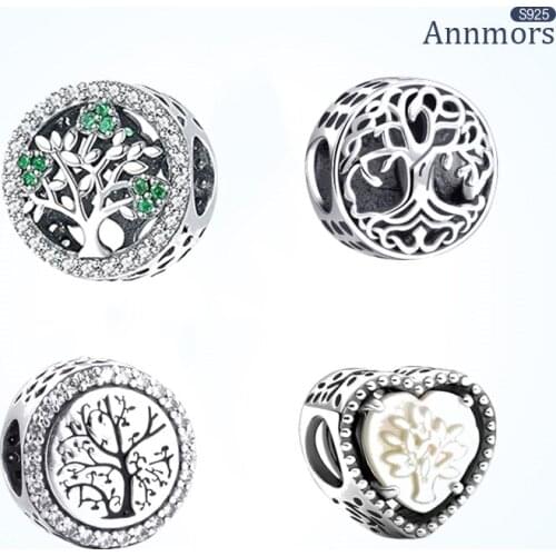 Tree of Life Family Charm 925 Sterling Hollow Silver Fit Pandora Vintage Gift Women Girl Necklace Bracelet Making Jewelry Charms