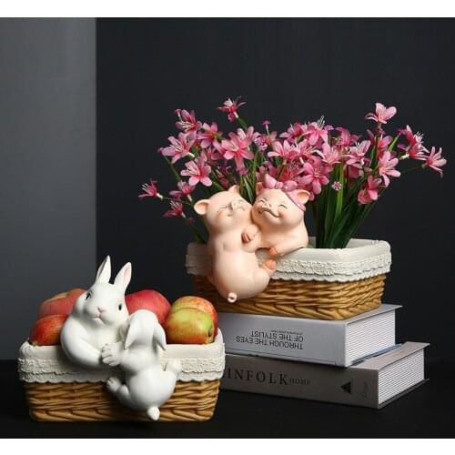 Nordic Creative Resin Handicraft Animal Sculpture Storage Decoration Living Room Desktop Childrens Fun Home Decor Ornaments