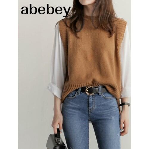 Women sweater o neck knitted vest solid vintage elegant thick warm pullover female autumn winter jumper fashion korean