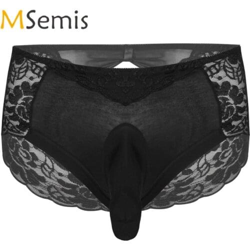 Erotic Mens Lingerie Underwear Briefs Sissy Panties Gay Male Elastic Waistband Bulge Pouch Sexy Underpants Thong Nightwear