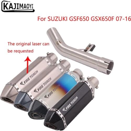 Motorcycle Exhaust Middle Link Pipe 51mm Muffler Universal Modified Exhaust Pipe Slip On for SUZUKI GSF650 GSX650F 07-16
