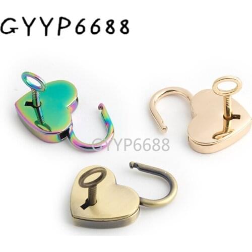 5-20sets 30*39mm 4 colors luggage lock handbags hardware bag lock heart shape padlock with key