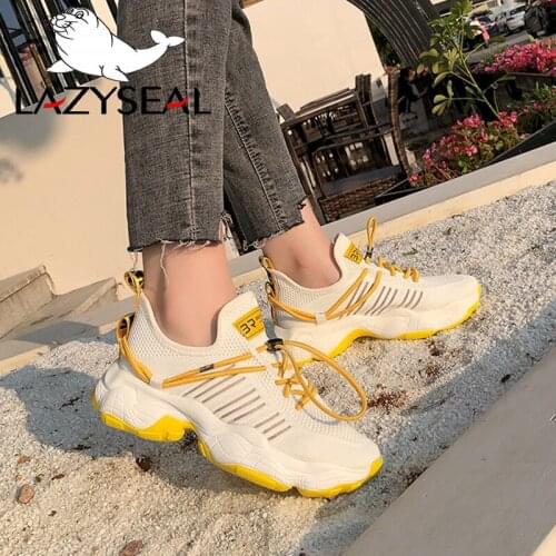 LazySeal Height Increasing Air Mesh Breathable Sneakers Shoes New Ankle Boots Shoes Women Lace up Round Toe Woman Walking Shoes