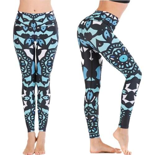Women Printed Sports Yoga Pants Workout Trouser High Waist Running Fitness Elastic Pencil Leggings Swim Surf Tights Rashguards