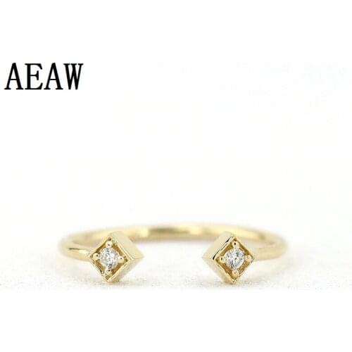 0.06CTW 2.0mm Round Cut Natural Real Diamond Ring Party Office Ring For Lady in Solid 14K Yellow Gold