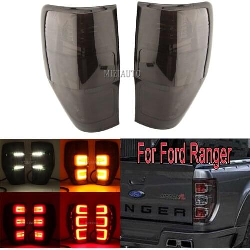 2 Pcs Black Led Tail Light For Ford Ranger 2015 2016 2017 2018 2019 Rear Brake Driving Tail Lamp Turn Signal Drl Car Styling