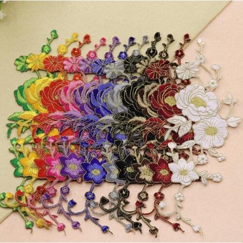 20 pieces 24CM*9CM Plum Embroidered cloth applique Ironing stickers costumes Ancient decorative flower accessories Patch sticker