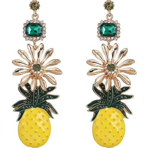 2019 New Design fashion pineapple Earrings for Women Wedding Jewelry ethnic crystal Drop Dangle Earring