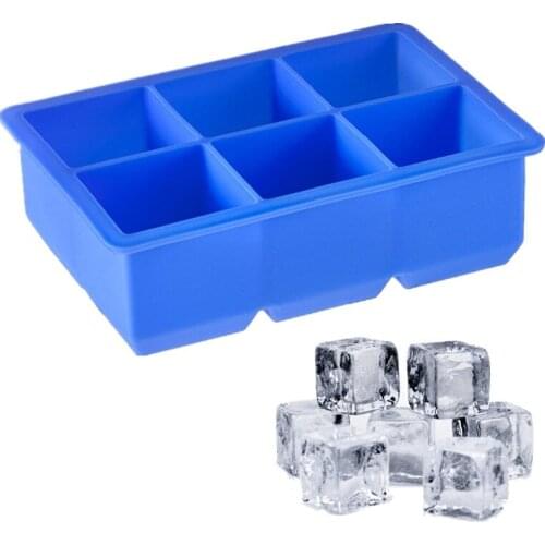 6 Cavity Silicone large Perfect Square Ice Tray Cube Maker Whisky Cocktail Garnish Bar Superior Icing Mold Mould Moulds