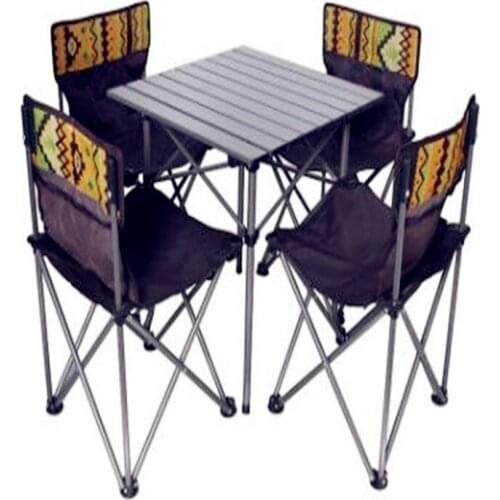 Outdoor Aluminum Folding Table and Chair Set Portable Storage Leisure Table and Chair Combination Equipment 5pcs/set