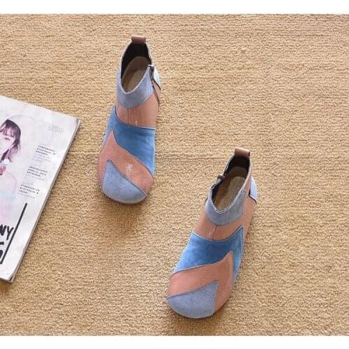 Shoes Woman Short Boots Single Boots Flat Womens Boots Short and Ankle Boots Round Toe Luxury Fashion Color Block