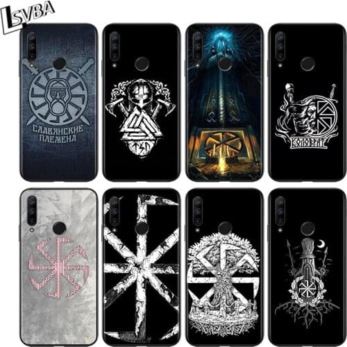Slavic Viking symbol Kolovrat for Huawei Honor 30 20 10 9S 9A 9C 9X 8X MAX 10 9 Lite 8A 7C 7A Pro Silicone Black Phone Case