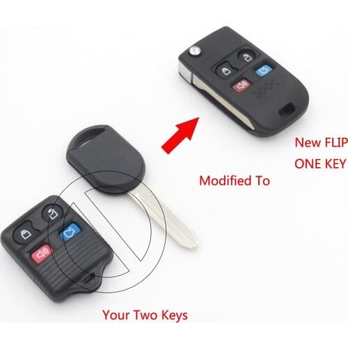 Cocolockey Remote FOB Key Pouch Shell Modify Uncut 4 Buttons Flip Folding for Ford F150 E150 F250 High Quality