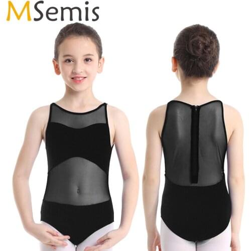 Kids Ballet Leotard for Girls Gymnastics Leotard Sleeveless Mesh Back Zipper Closure Ballet Dance Costume ballerina dress kids