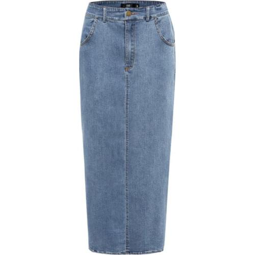 Womens Summer Skirt High Waist Bodycon Long Denim Skirt Fashion Casual Rock Muslim Jeans Skirt Ladies Saias Jeans Feminina