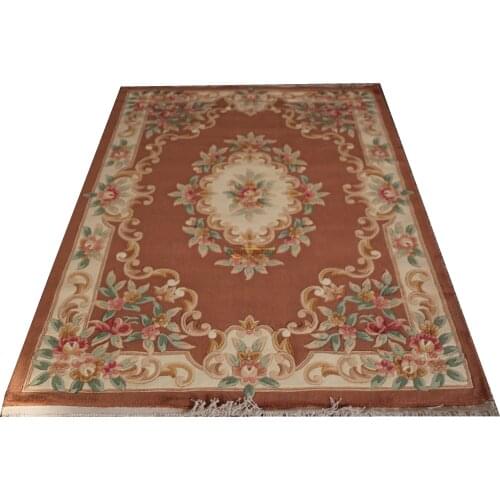 Vintage Belgian Savonnerie Rug Hand Knotted Carpet Floor For Bedroom Geometric Patterns Wool Knitting Carpets