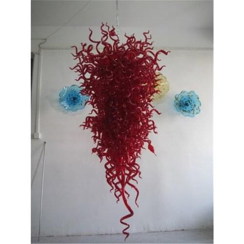 Red Colored Murano Art Glass Chandelier China Facotry Modern Pendant Lamps