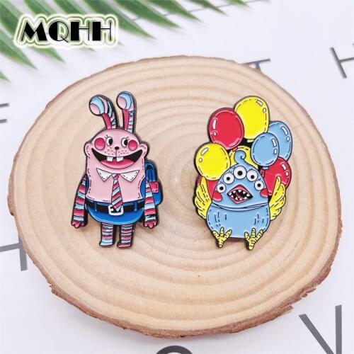 Creative Colorful Balloons Enamel Pins Animals Bunny Birds Showy Alloy Brooches Badges Clothes Fashion Accessories Jewelry Gifts