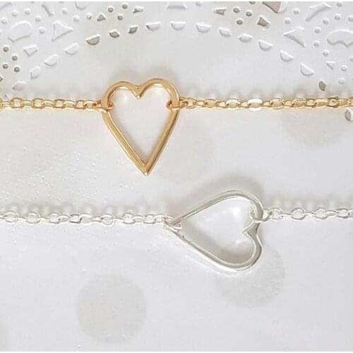 Tiny Line Hollow Out Open Heart Bracelets Simple Wire Wrapped Love Heart Bracelets for Lovers Couples Wedding blessing jewelry