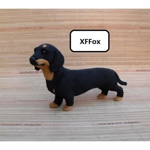 New real life dachshund dog model plastic&furs black dog doll gift about 21x5x12cm xf1498